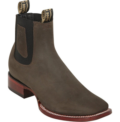 Los Altos Men's Wide Square Toe Suede Leather Short Boots LAB 82BE63 - Chocolate