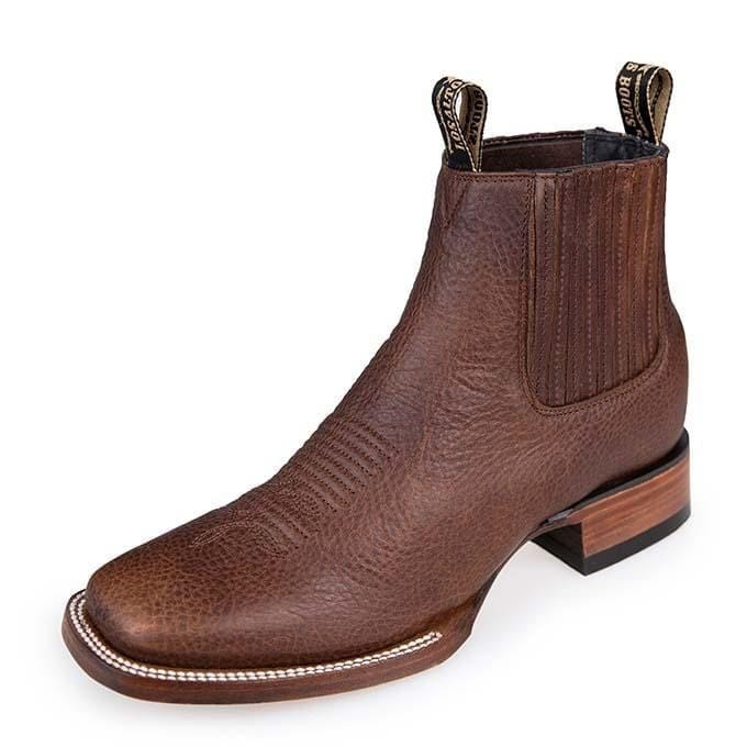 Los Altos Men's Square Toe Rage Leather Short Boots LAB 82BM9940 - Walnut
