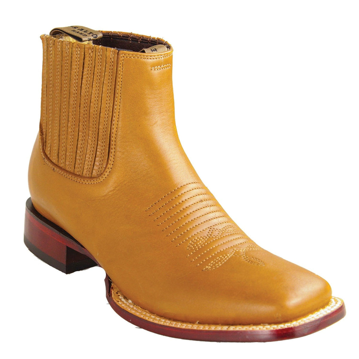 Men's Genuine Belmont Leather Wide Square Toe Ankle Boots Honey Color - Los Altos Boots - Honey