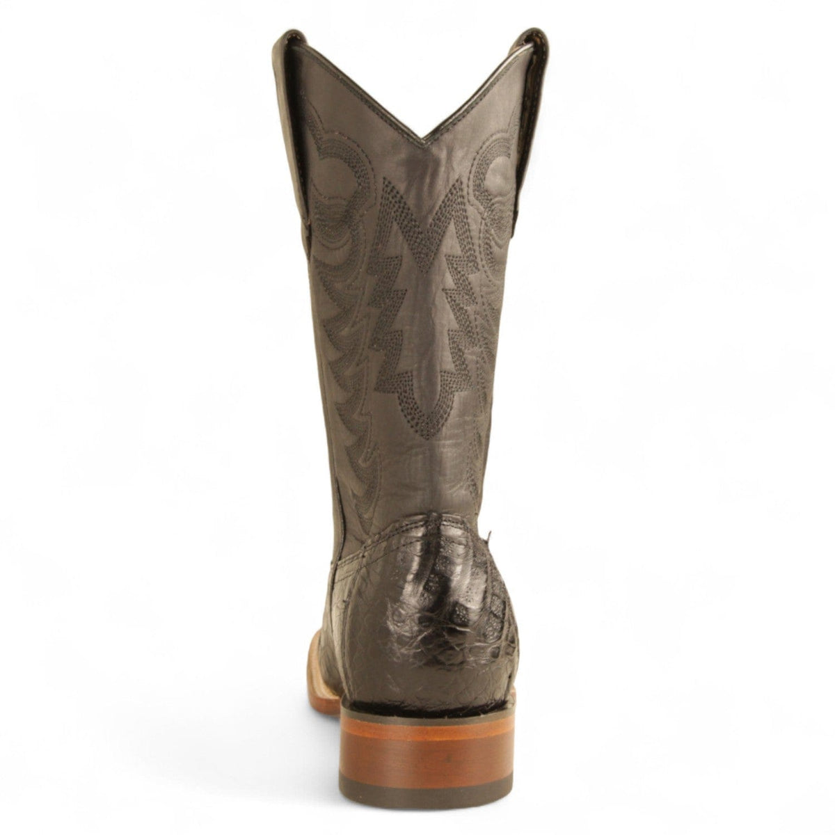 Men's genuine Caiman Tail Skin European Square Toe Short Boots With Zipper Black Cherry Color