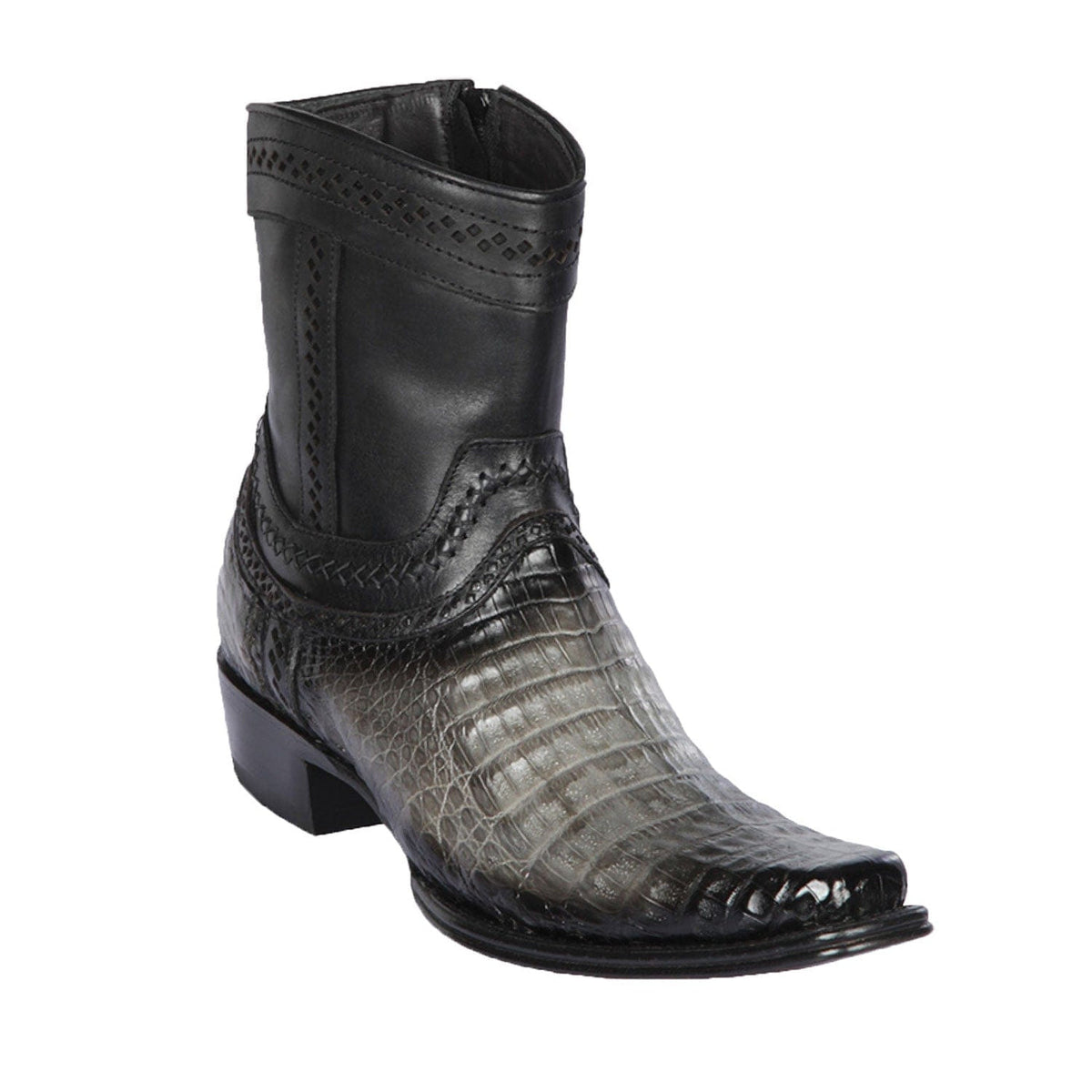 Men's Genuine Caiman Belly Skin European Square Toe Short Boots With Zipper - Los Altos Boots