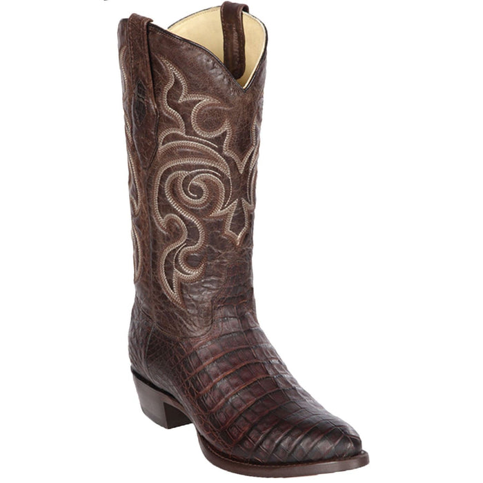 Men's Genuine Caiman Belly Round Toe Boots Brown Color - Los Altos Boots