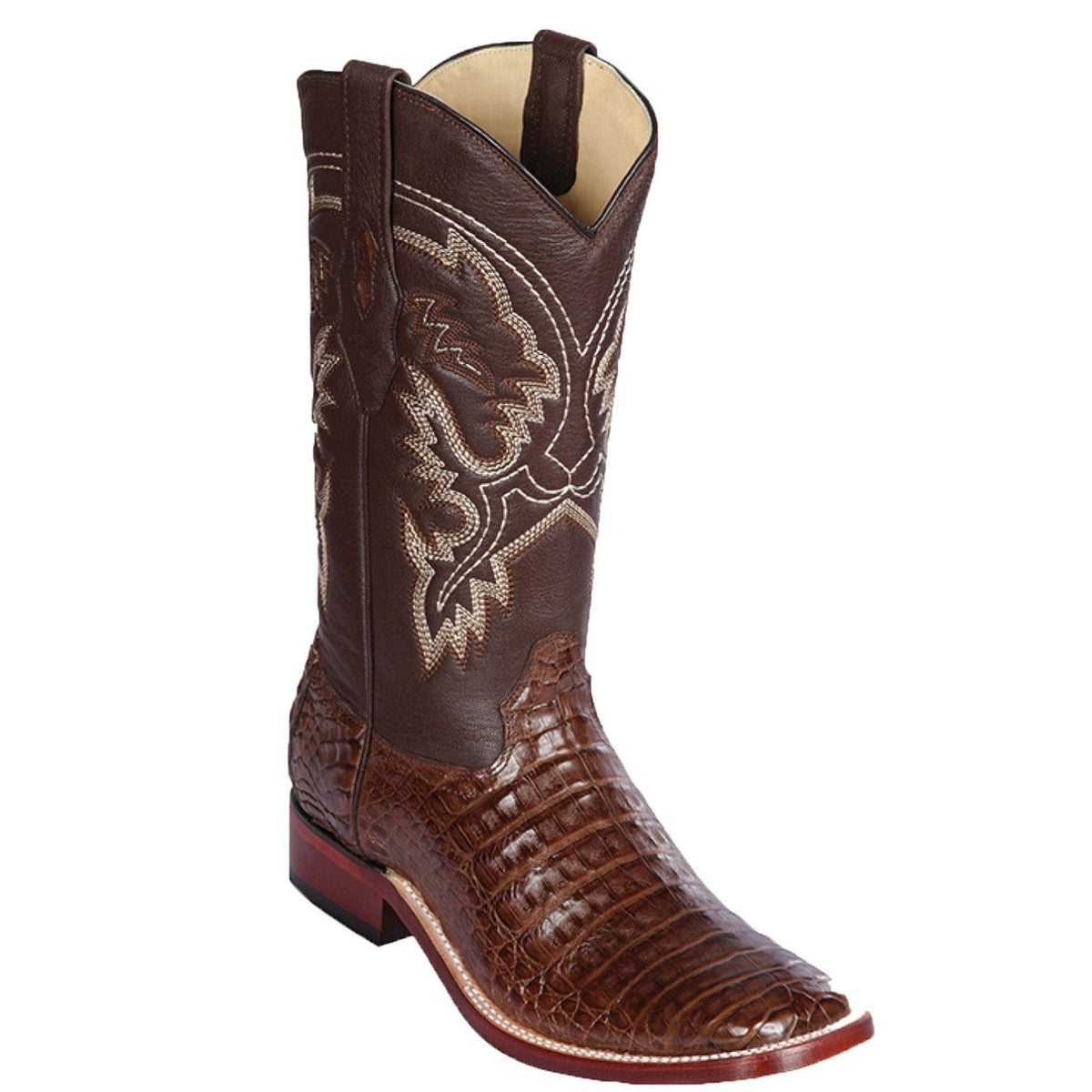 Men's genuine Caiman Hornback Skin J-Toe Boots Black Color