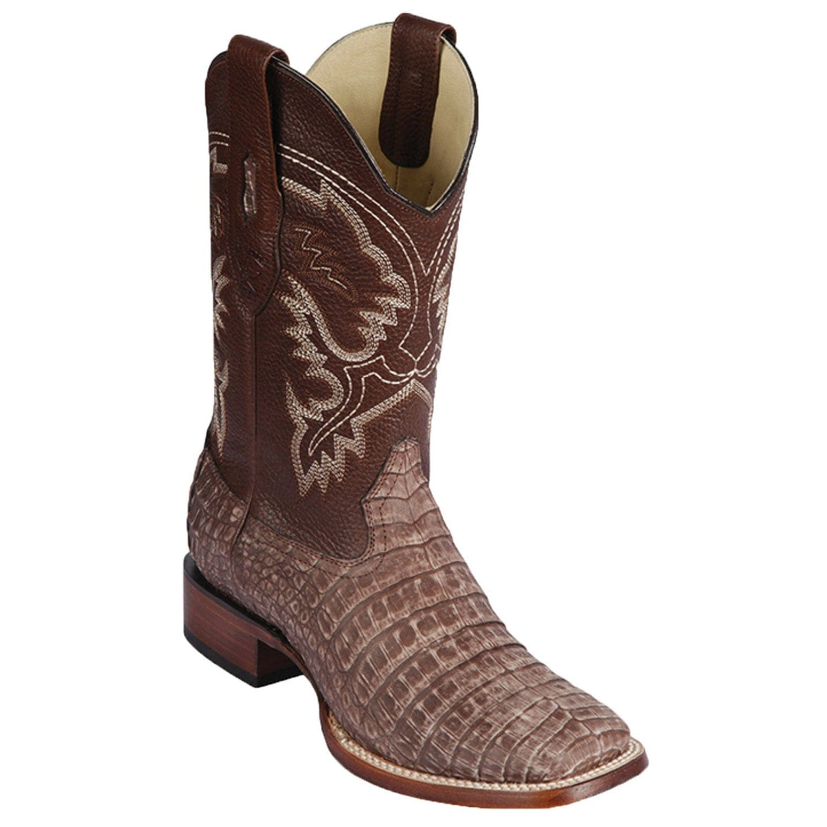 Men's Genuine Caiman Belly Skin Rodeo Wide Square Toe Boots - Los Altos Boots