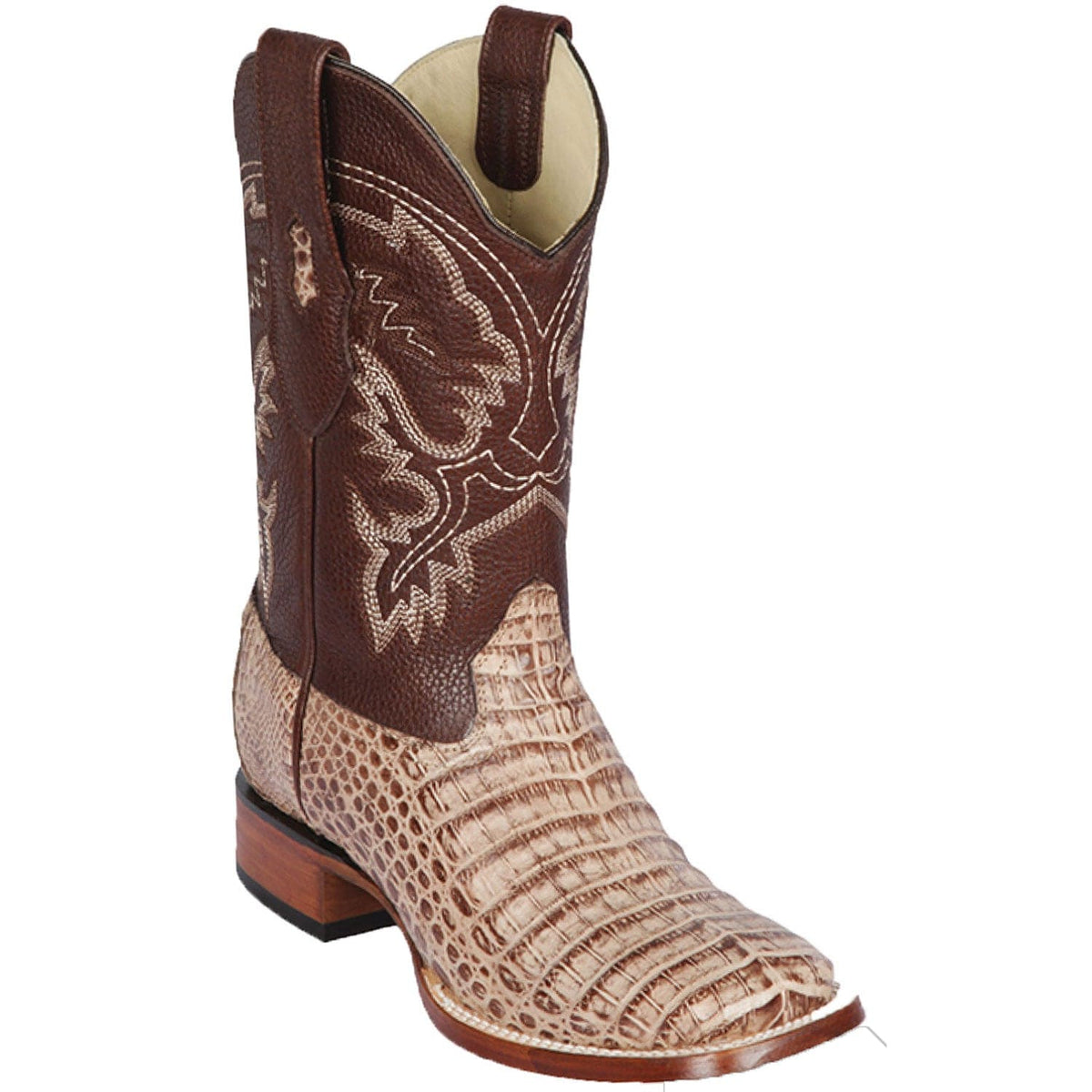 Men's Genuine Caiman Belly Skin Rodeo Wide Square Toe Boots - Los Altos Boots