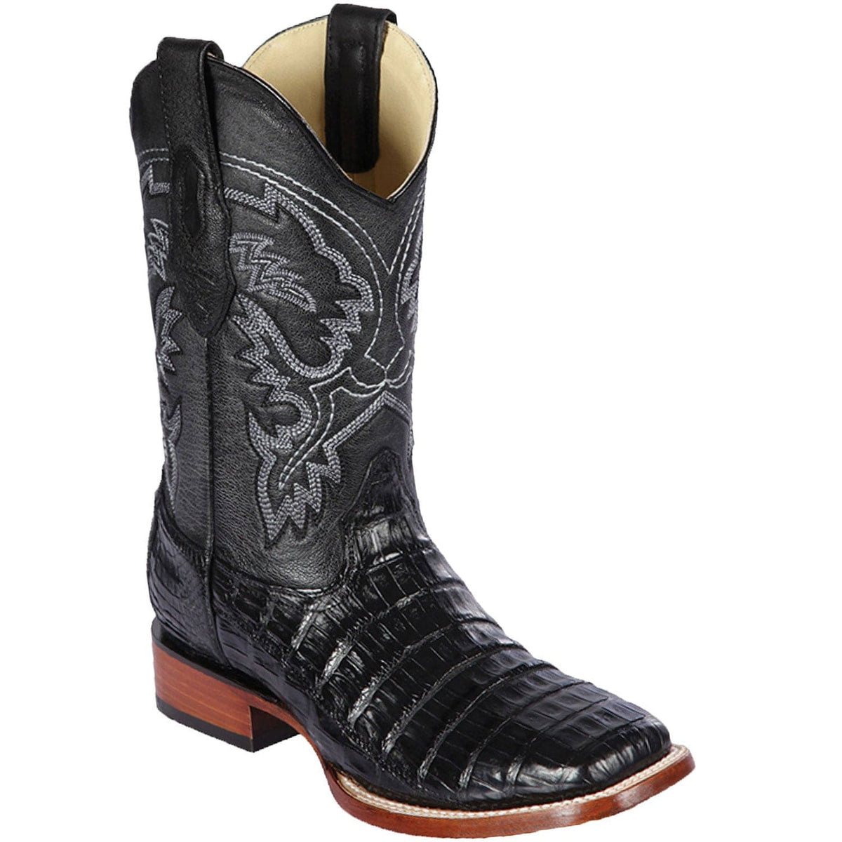 Men's Genuine Caiman Belly Skin Rodeo Wide Square Toe Boots - Los Altos Boots