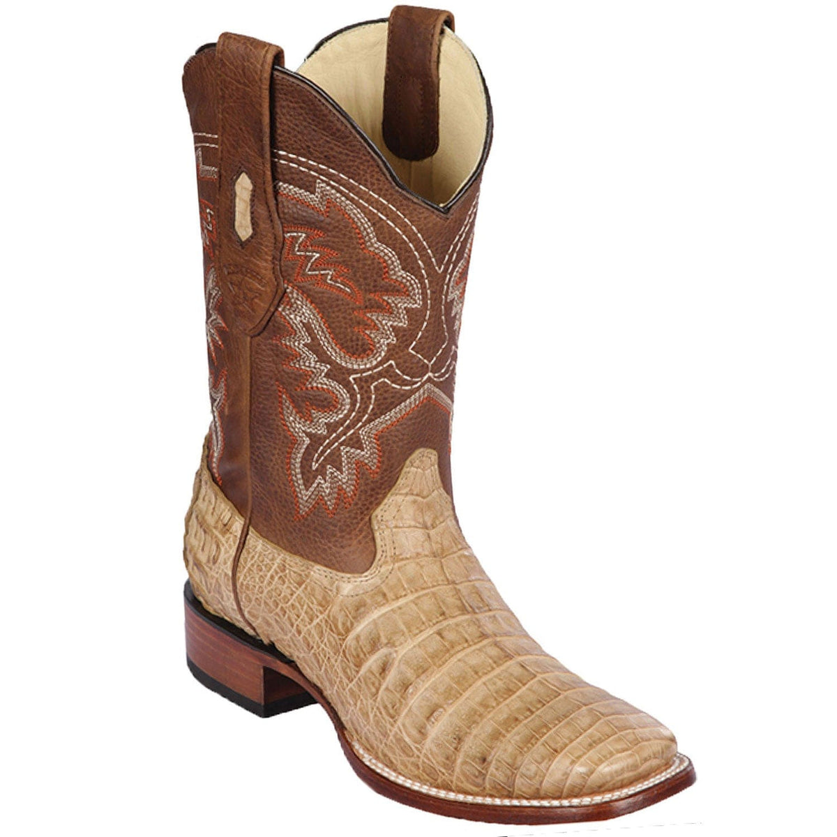 Men's genuine Caiman Hornback Skin J-Toe Boots Natural Color