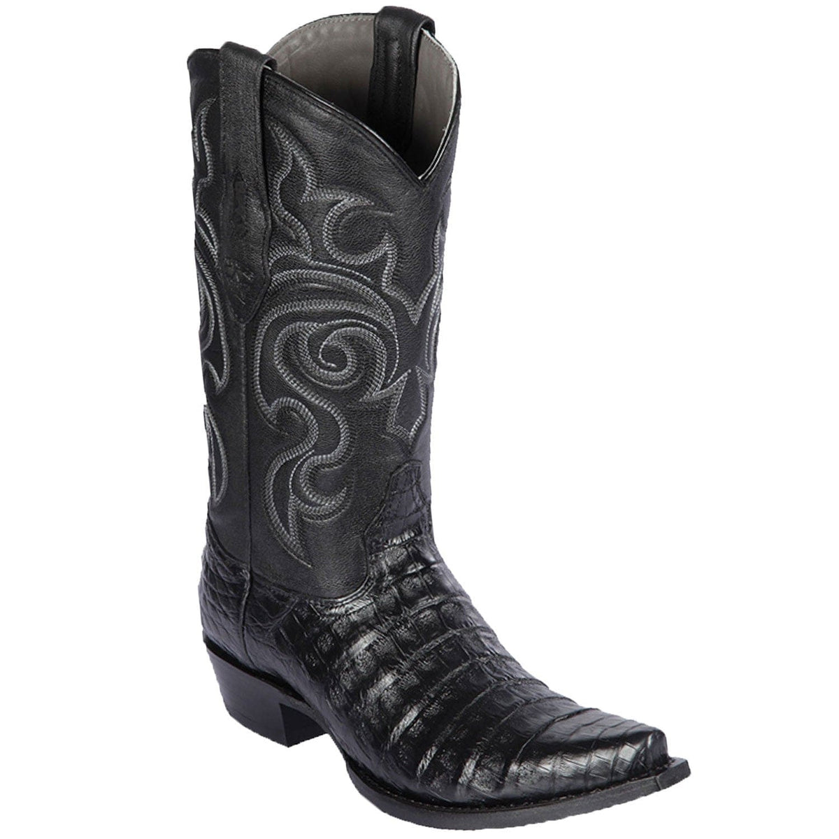 Men's genuine Caiman Tail Skin Biker Boots Navy Blue Color