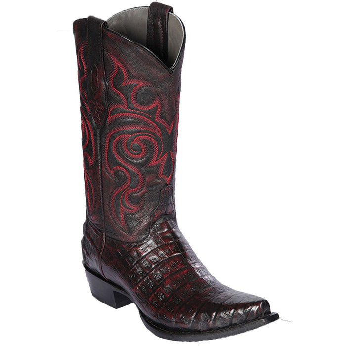 Men's genuine Caiman Tail Skin European Square Toe Boots