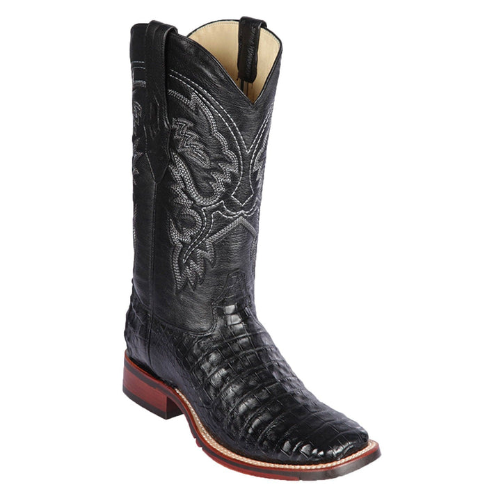 Men's Genuine Caiman Belly Skin Rodeo Wide Square Toe Boots - Los Altos Boots