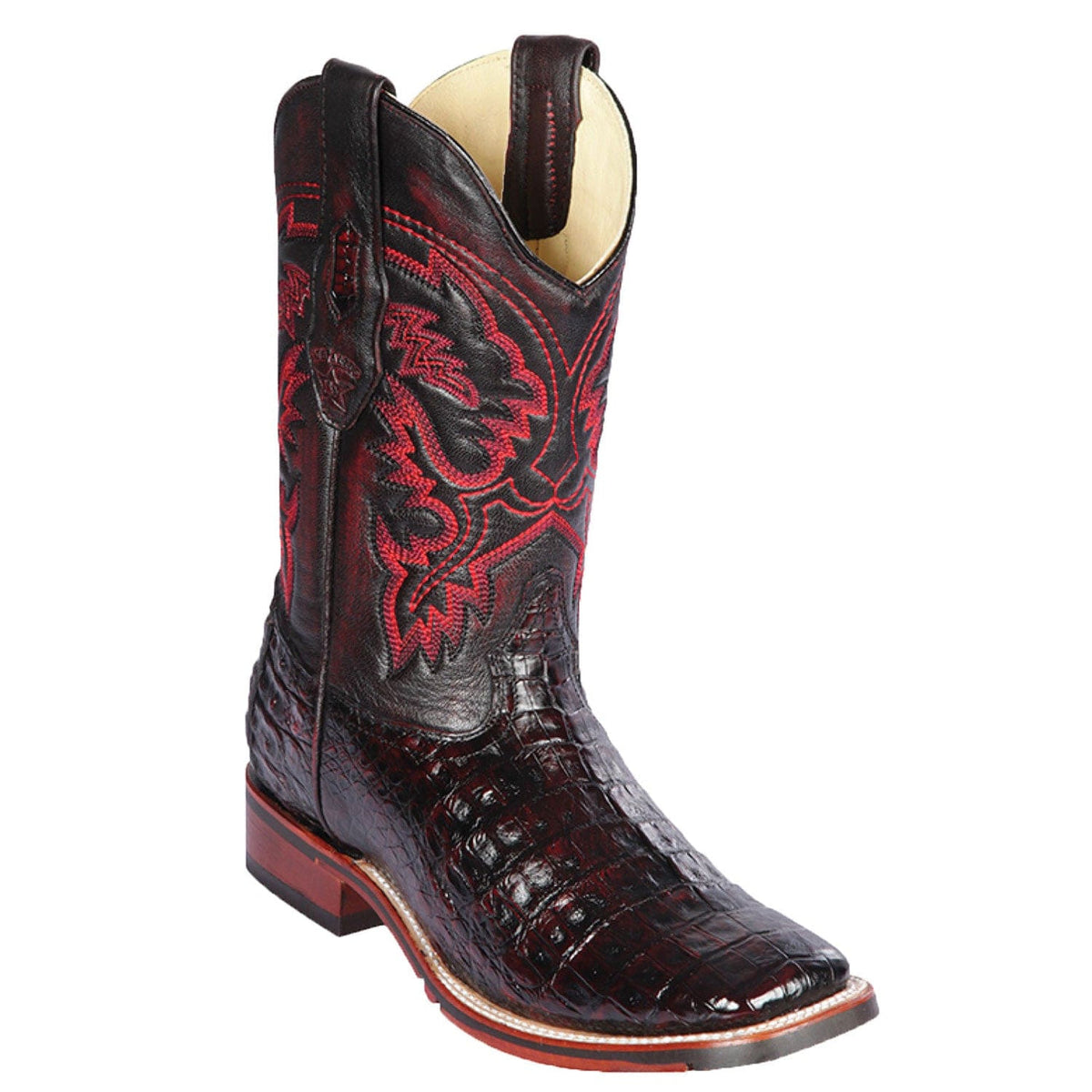 Men's Genuine Caiman Belly Skin Rodeo Wide Square Toe Boots - Los Altos Boots