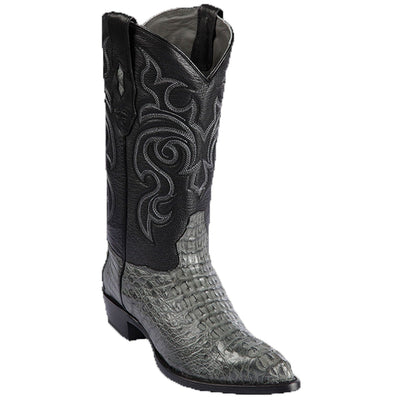Men's genuine Caiman Hornback Skin J-Toe Boots Gray Color