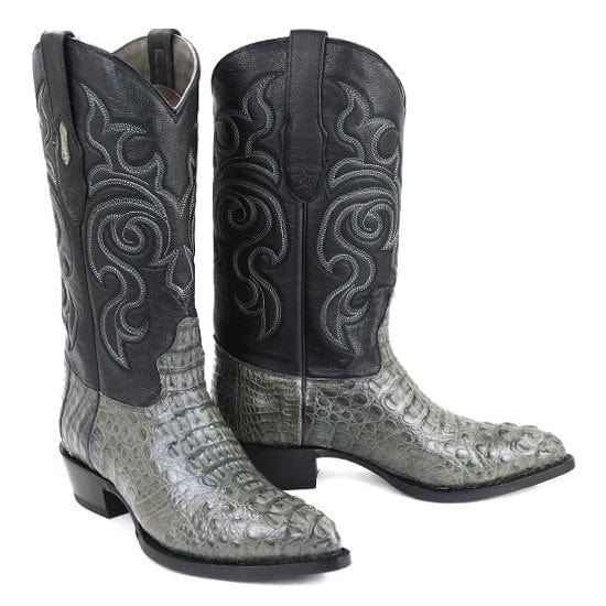 Men's genuine Caiman Hornback Skin J-Toe Boots Gray Color