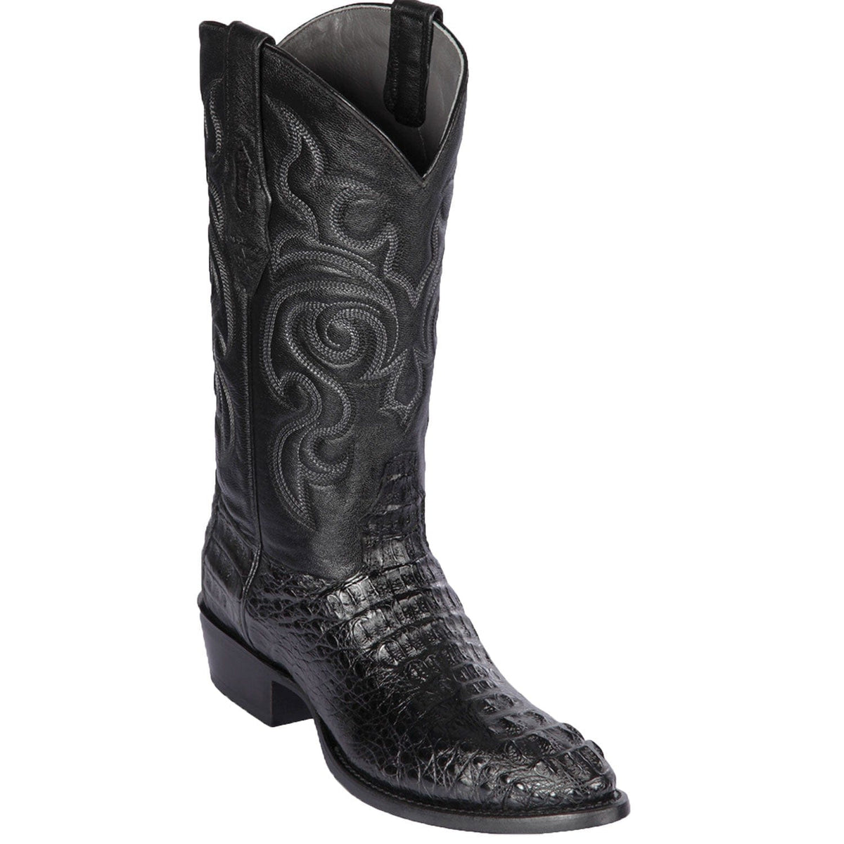 Men's genuine Caiman Tail Skin European Square Toe Short Boots With Zipper Faded Brown Color