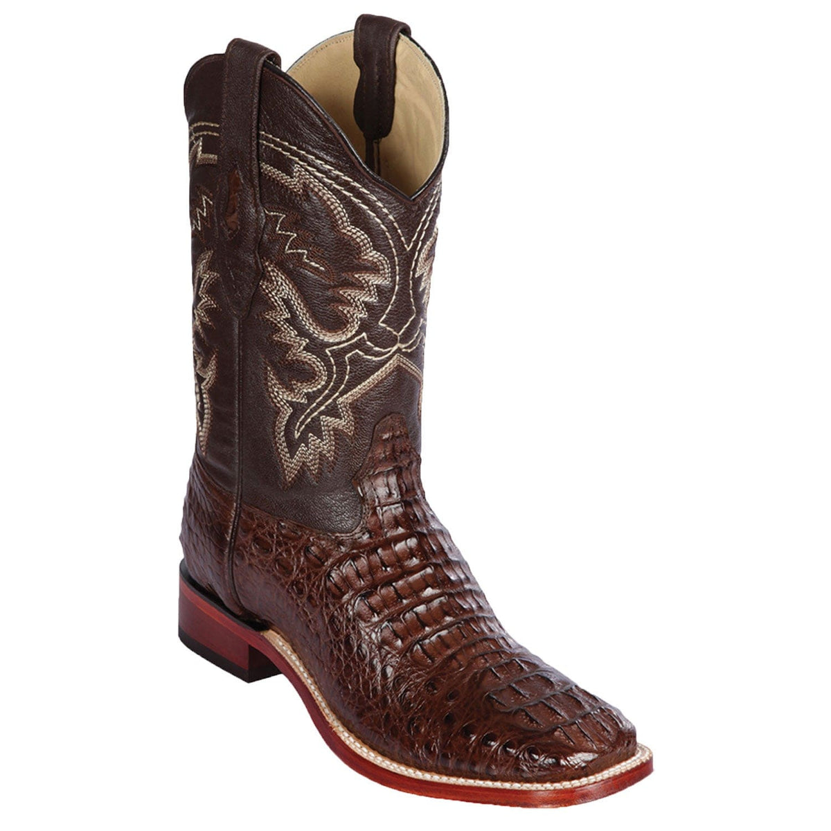 Men's genuine Caiman Hornback Skin Rodeo Wide Square Toe Boots