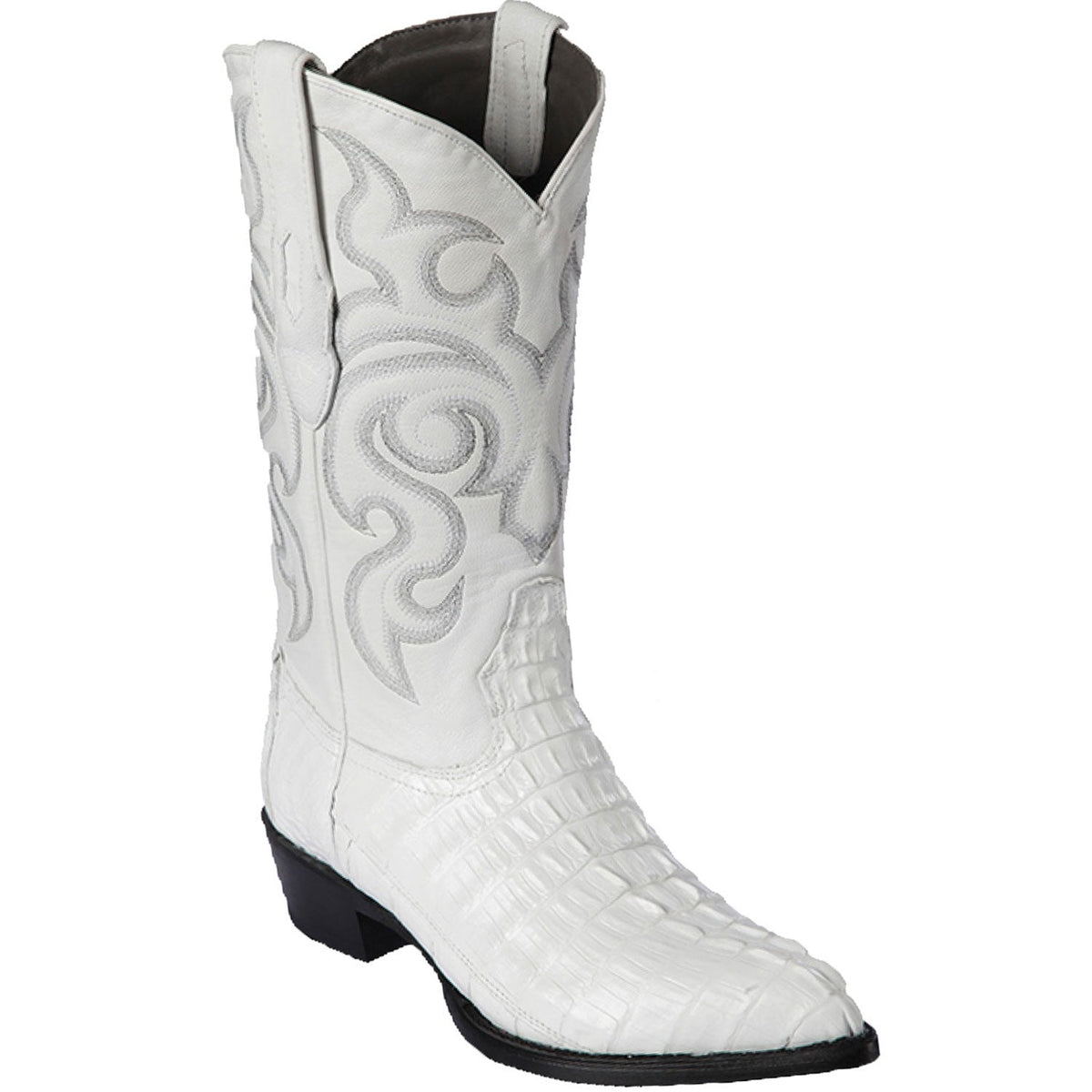 Men's Genuine Caiman Tail Skin J Toe Boots - Los Altos Boots - White