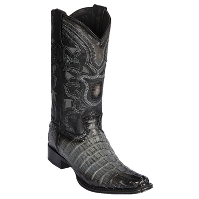 Men's Genuine Caiman Tail Skin European Square Toe Boots Faded Gray Color - Los Altos Boots - Faded Gray - Size 13