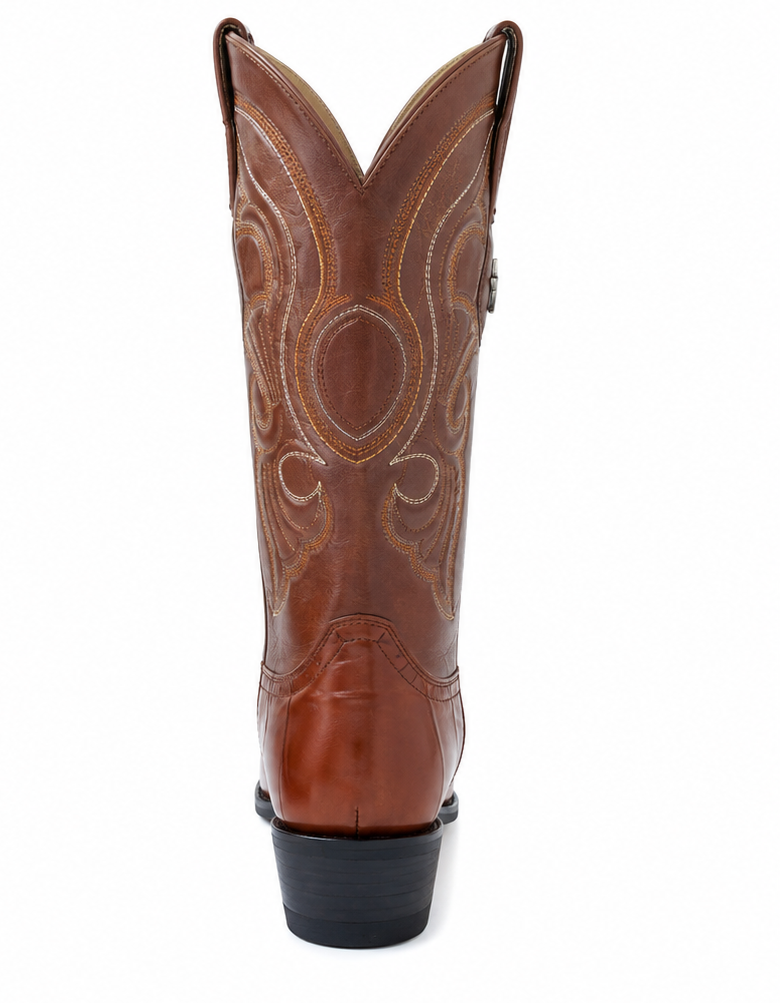 Los Altos Boots Cognac R-Toe Genuine Eel - Botas De Anguila