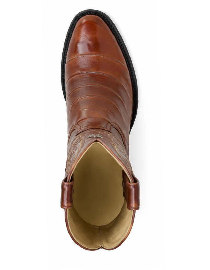 Los Altos Boots Cognac R-Toe Genuine Eel - Botas De Anguila