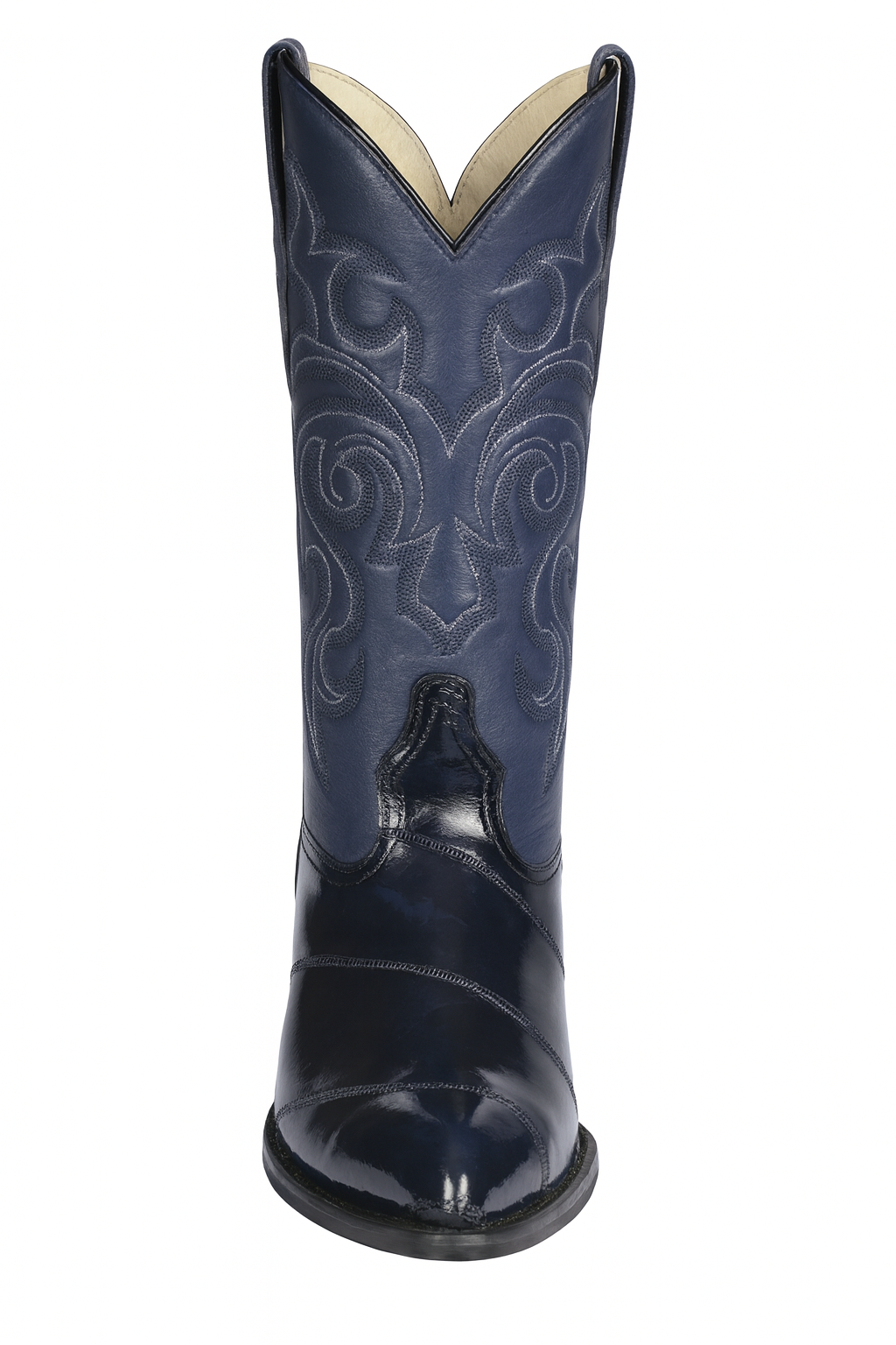 Los Altos Boots - Mens Dress Cowboy Boot - Low Priced Navy Blue Eel-Skin Boots- in Navy Blue