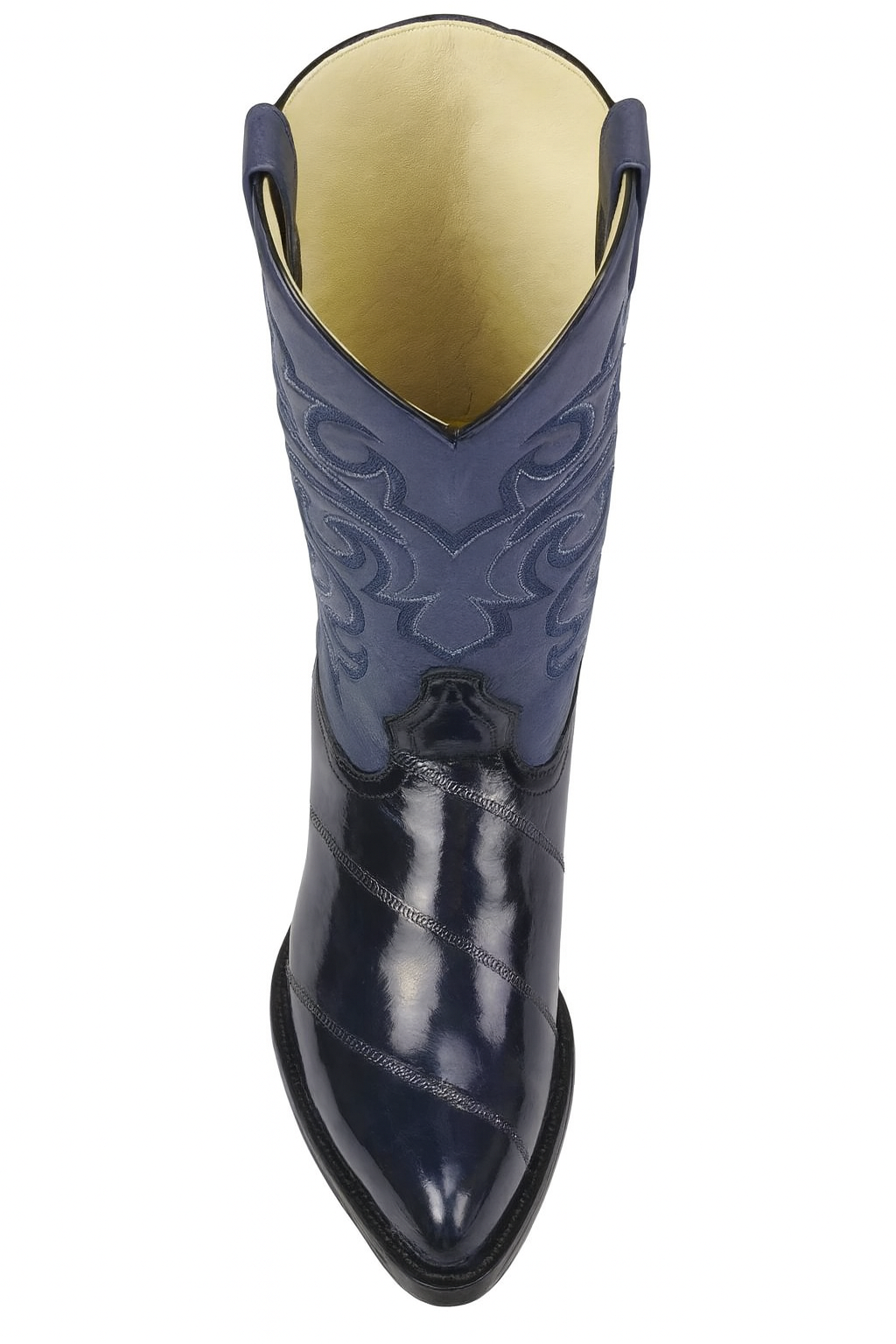 Los Altos Boots - Mens Dress Cowboy Boot - Low Priced Navy Blue Eel-Skin Boots- in Navy Blue