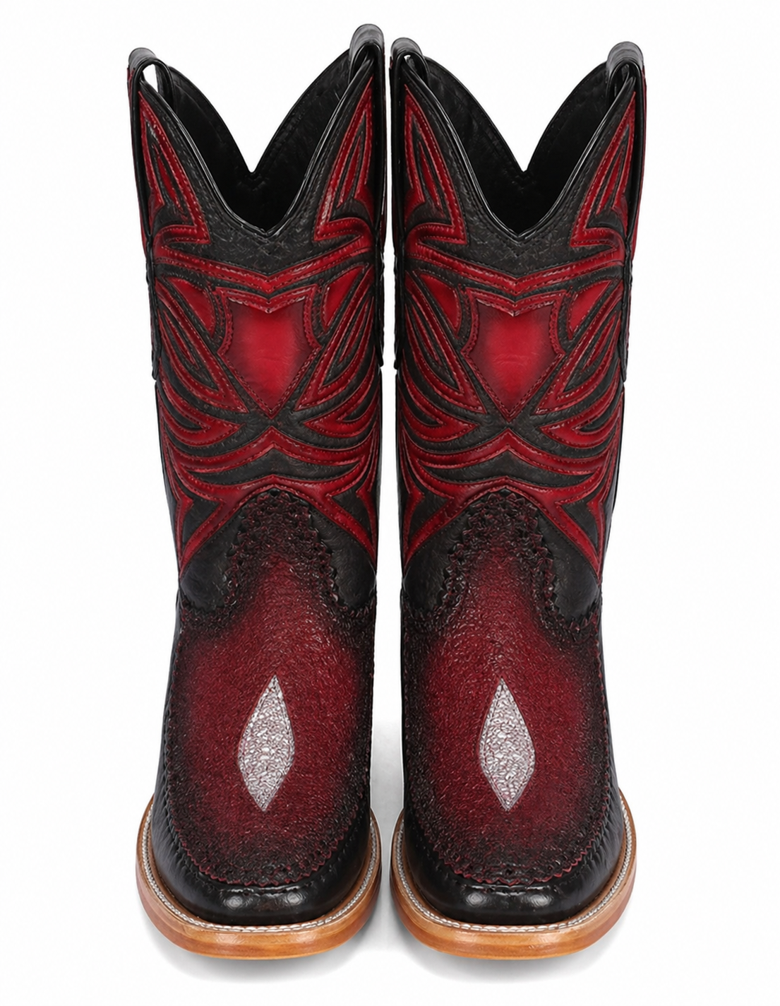 Los Altos Boots Single Stone Stingray And Deer Faded Burgundy