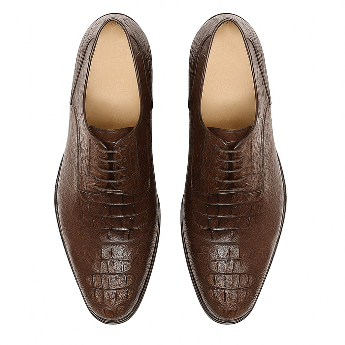 Los Altos Caiman Hornback Plain Toe Brown Shoes