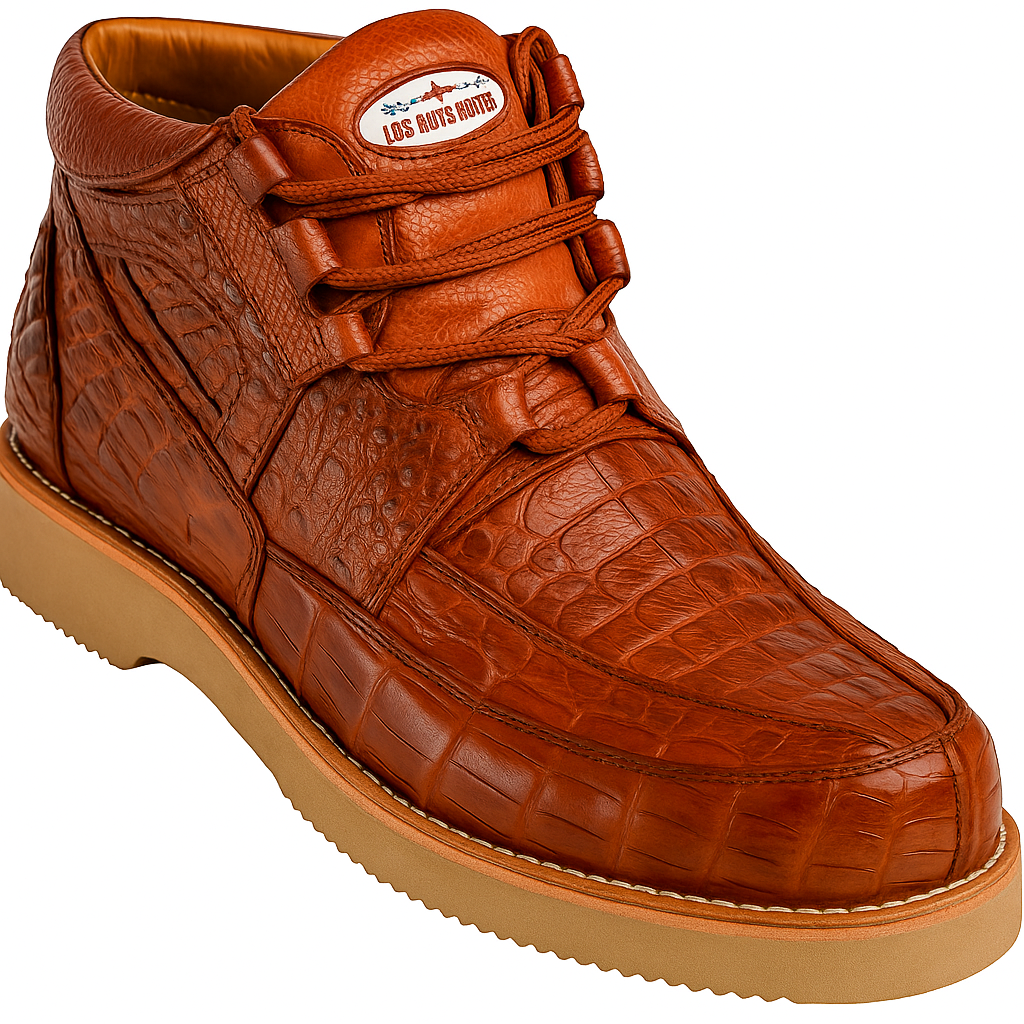 Los Altos Cognac Full Caiman Skin Sneakers