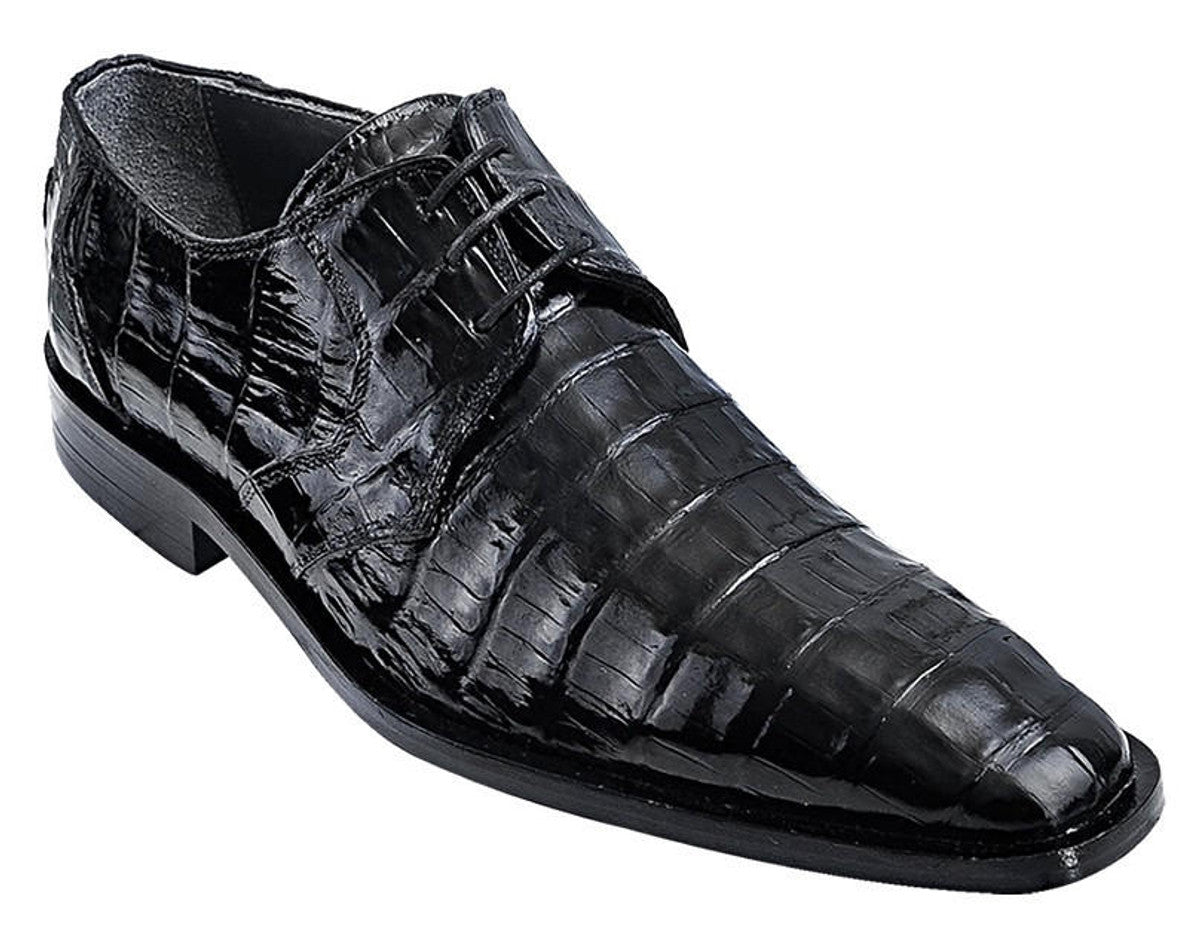 Men's Black Crocodile Italian Toe Shoes by Los Altos