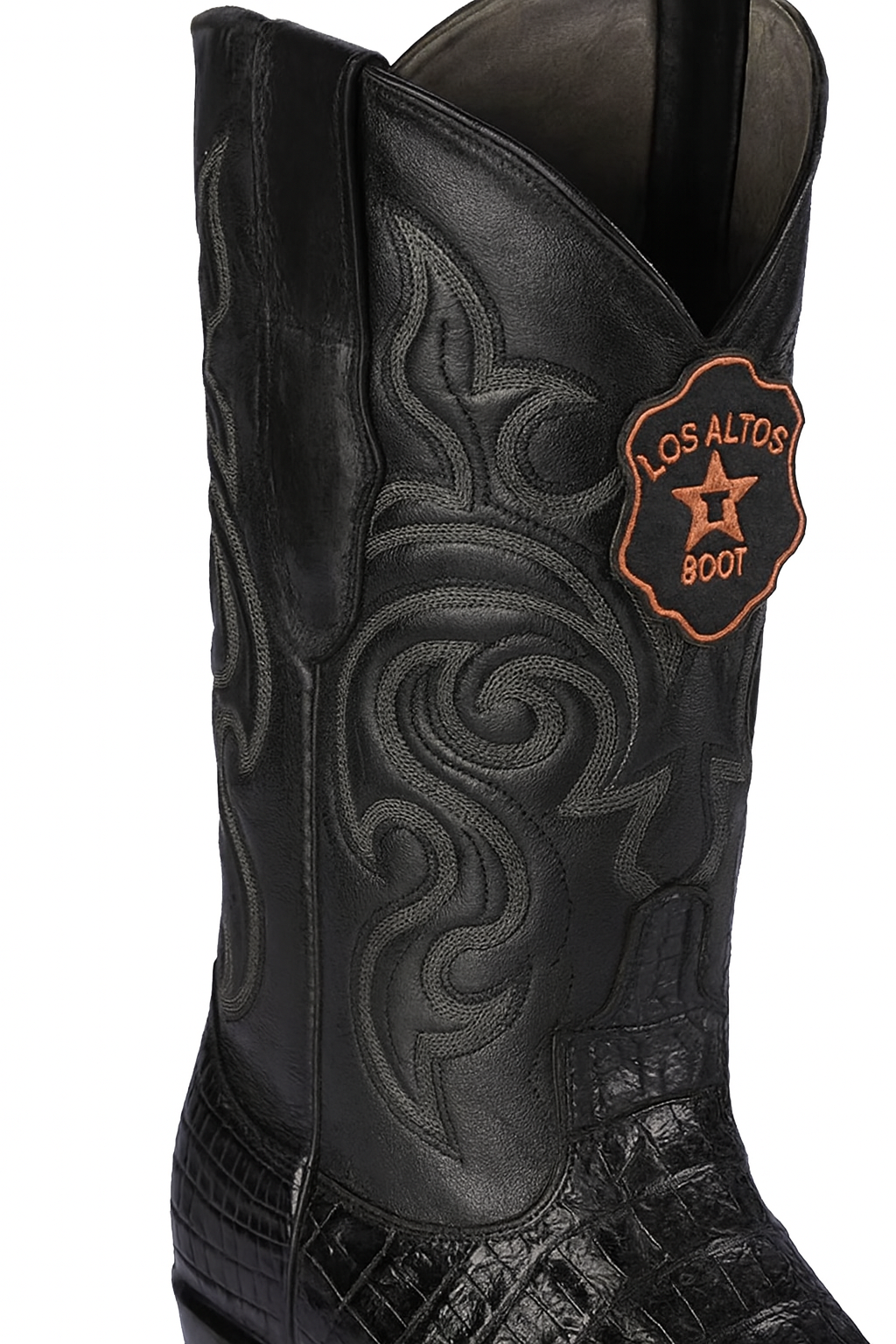 Los Altos Men's Black Caiman Tail Boots