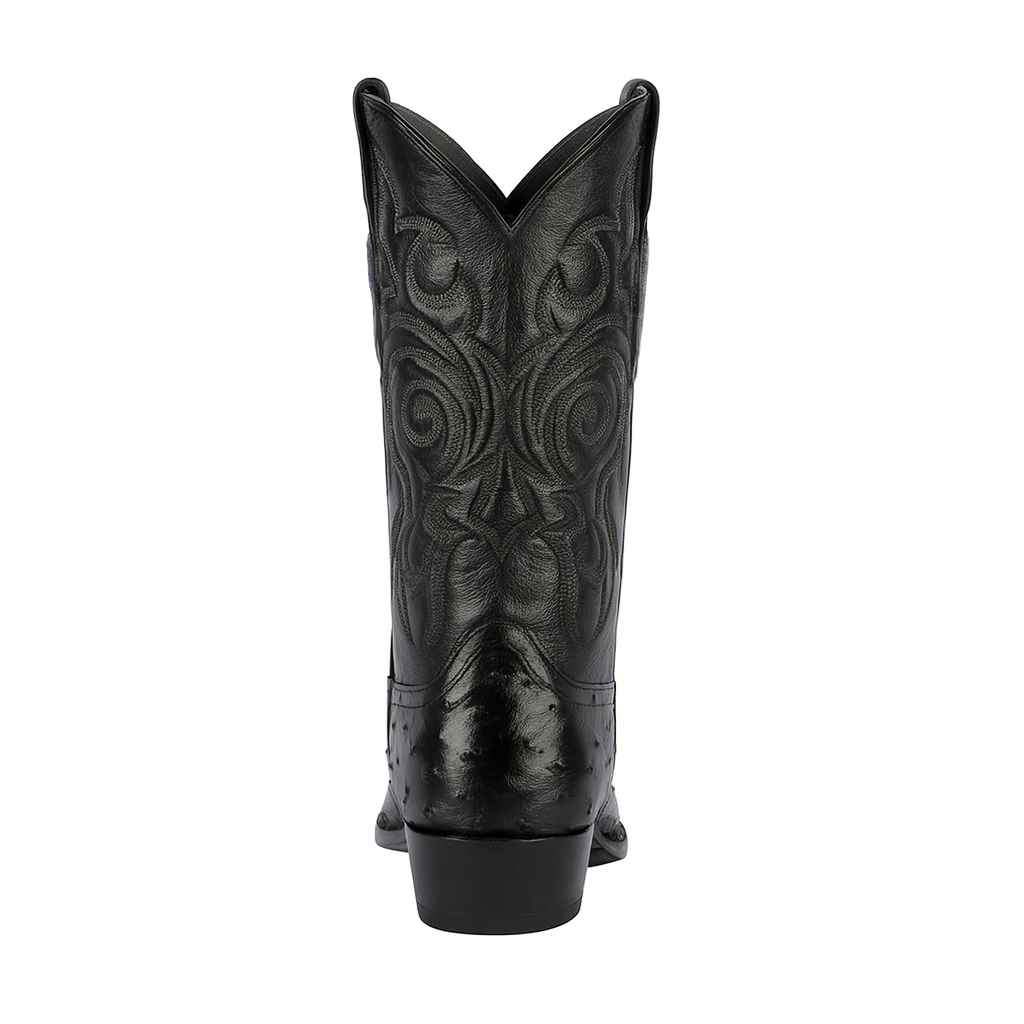 Full Quill Ostrich Black Cowboy Boots for Men