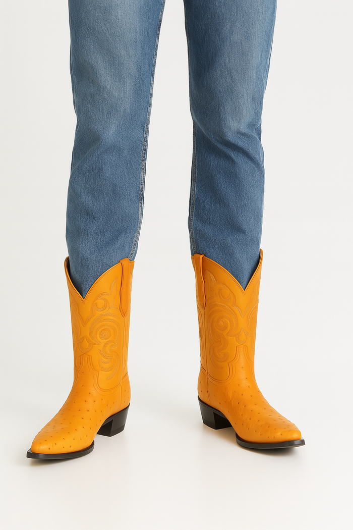 Men's Full Quill Ostrich Buttercup Boots