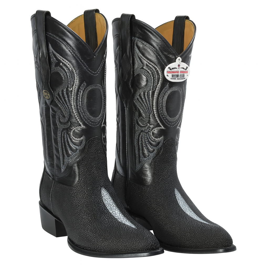 Black Single Stone Stingray Western Boots by Los Altos