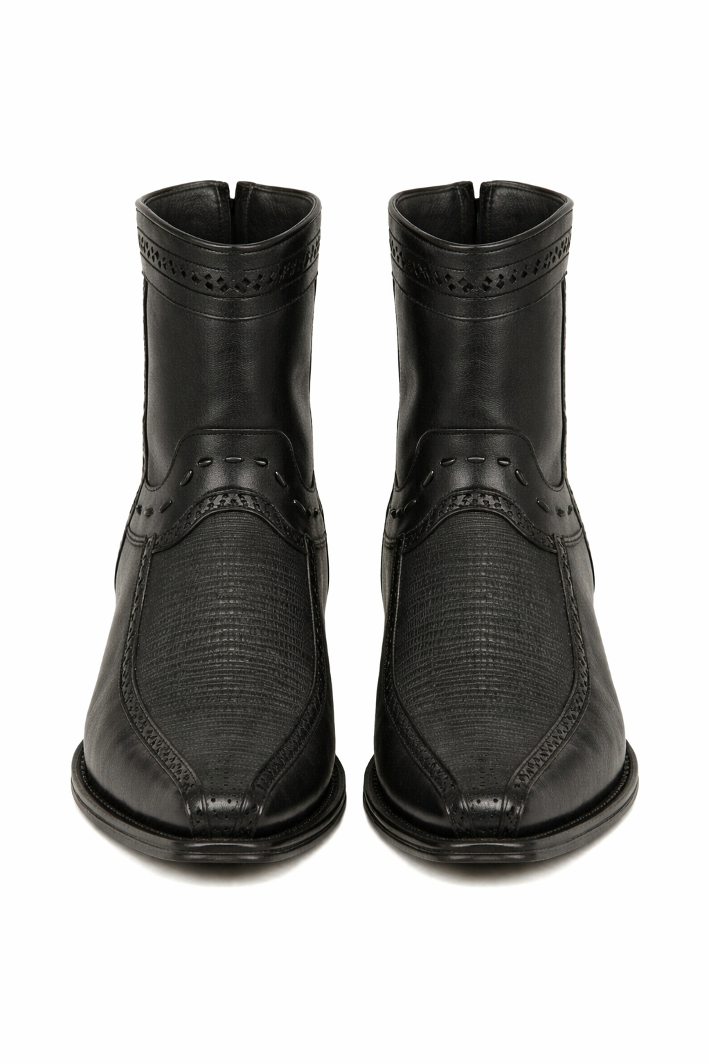 Men's Black Lizard European Toe Short Boots