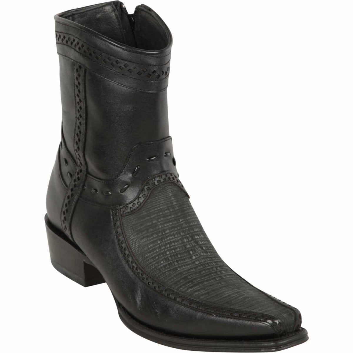 Men's Black Lizard European Toe Short Boots