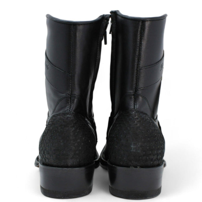 Men's Python Skin Euro Toe Short Boots Black