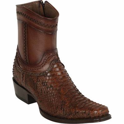 Python Skin European Toe Short Boots Porto Brown