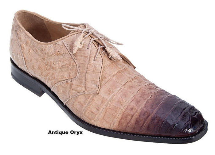 Los Altos Tan Crocodile Gator Lace-Ups