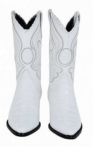 Los Altos White Caiman Tail Cowboy Boots