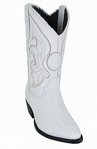 Los Altos White Caiman Tail Cowboy Boots