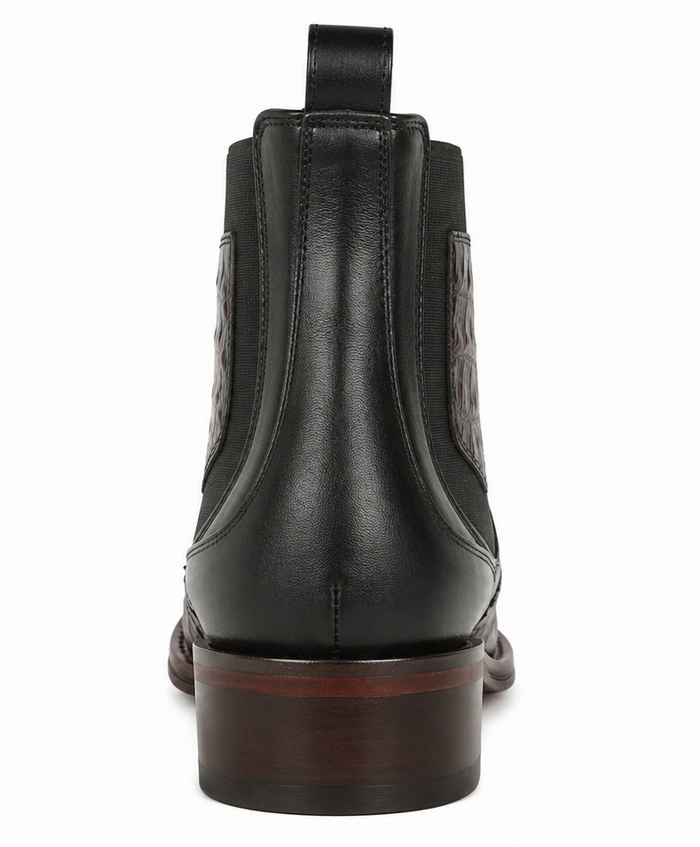 Los Altos Caiman Belly Short Boots - Black Cherry