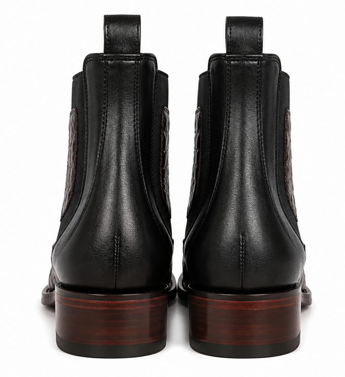 Los Altos Caiman Belly Short Boots - Black Cherry