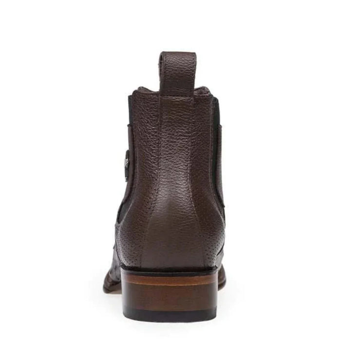 Men's Wide Square Toe Ostrich Boots Brown