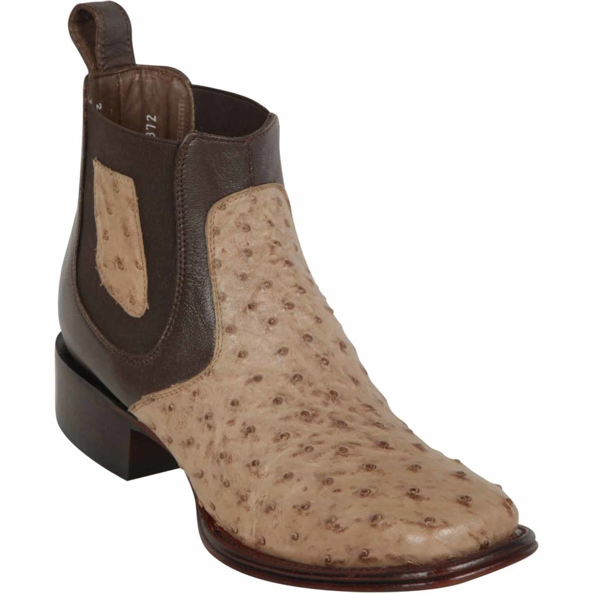 Men's Moka Ostrich Square Toe Boots by Los Altos