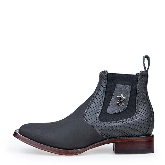 Men's Gray Suede Square Toe Short Boots by Los Altos