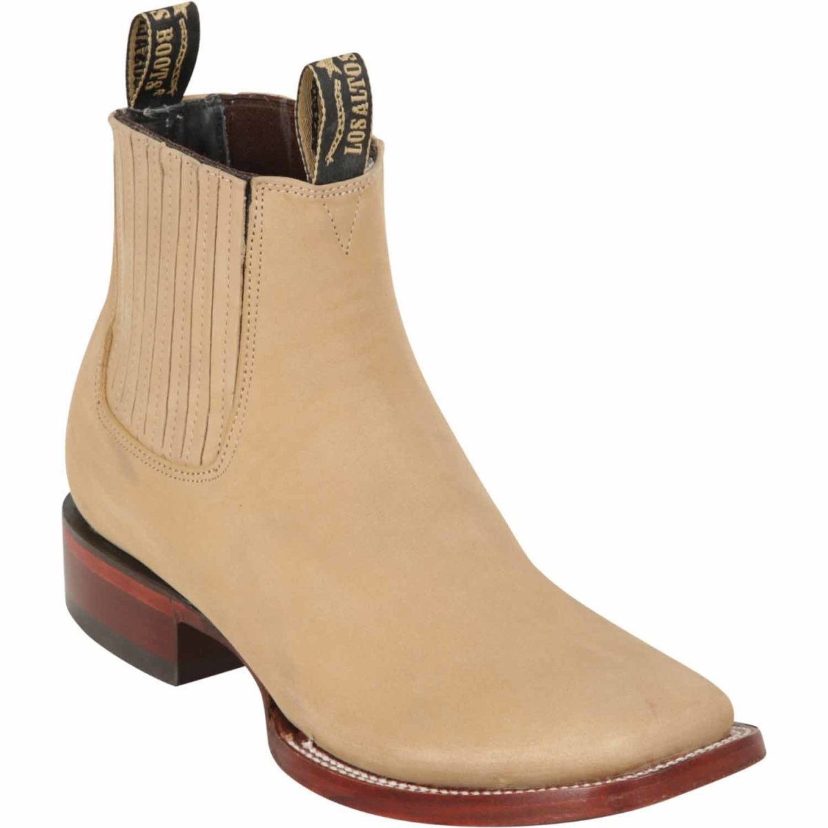 Wide Square Toe Suede Leather Short Boots by Los Altos