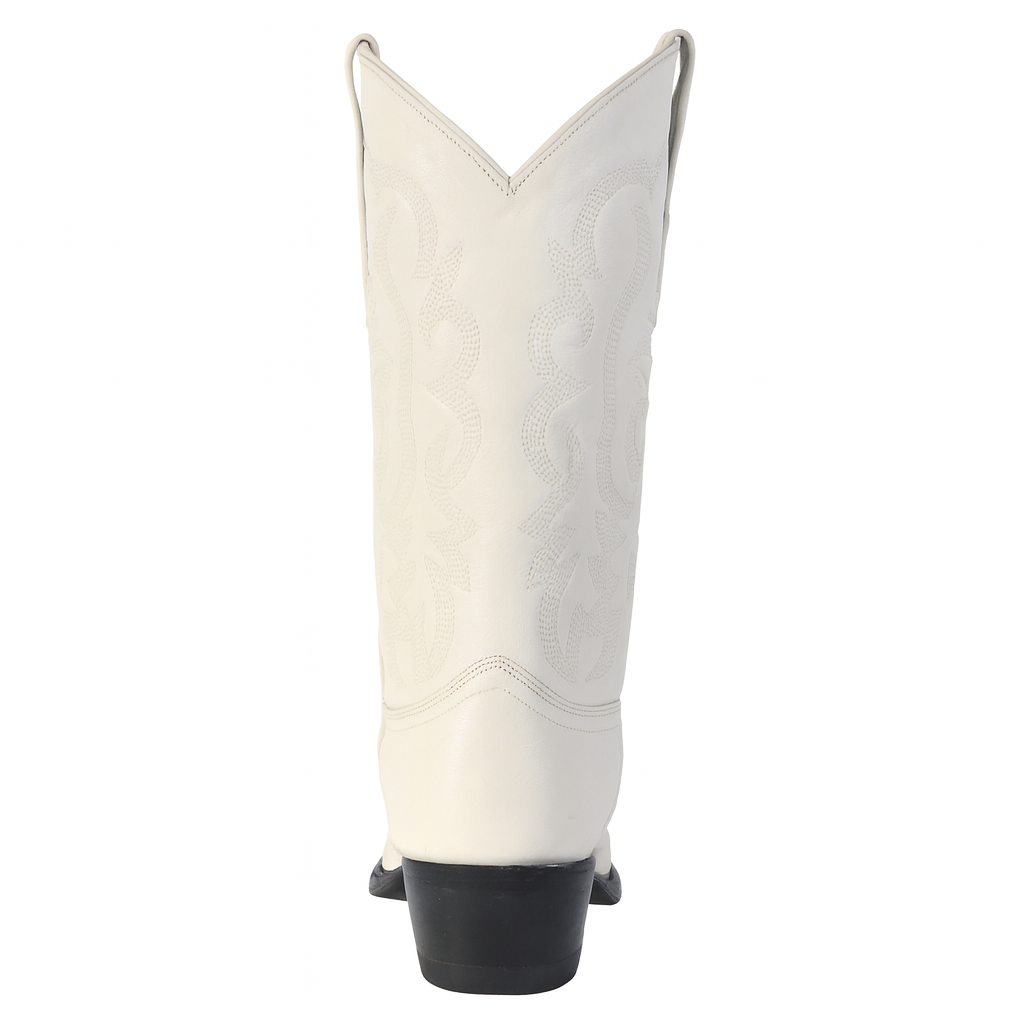 Winter White Elk Leather J Toe Western Boots
