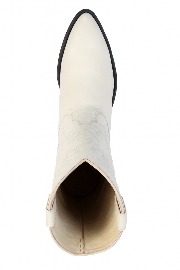 Winter White Elk Leather J Toe Western Boots