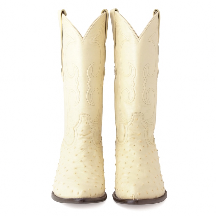 Winter White Full Quill Ostrich Boots by Los Altos