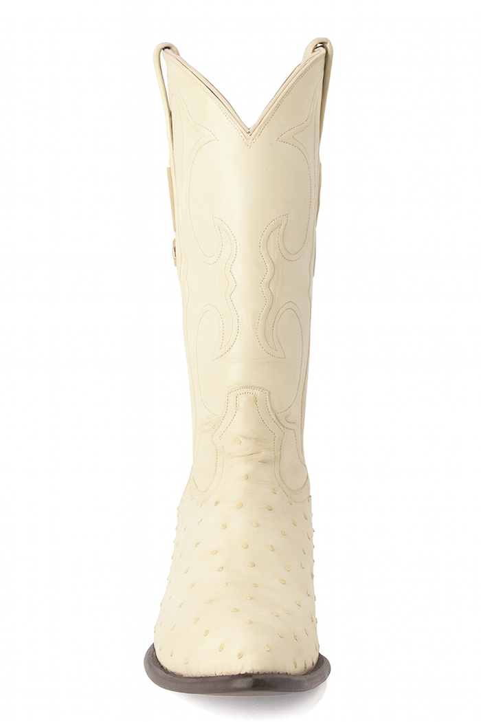Winter White Full Quill Ostrich Boots by Los Altos